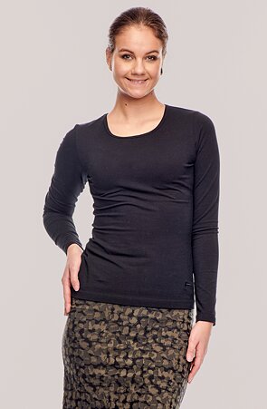 Schwarzes Damen-T-Shirt mit langen Ärmeln 86