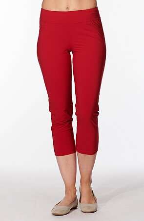 Funktionelle rote 7/8 Damenhose mit Taschen 246