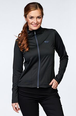 Durchgeknöpfte schwarze Damenjacke mit Taschen 624