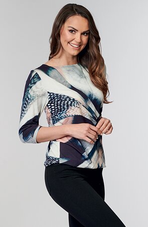 Elegantní šedomodrá dámská halenka s 3/4 rukávy 7837
